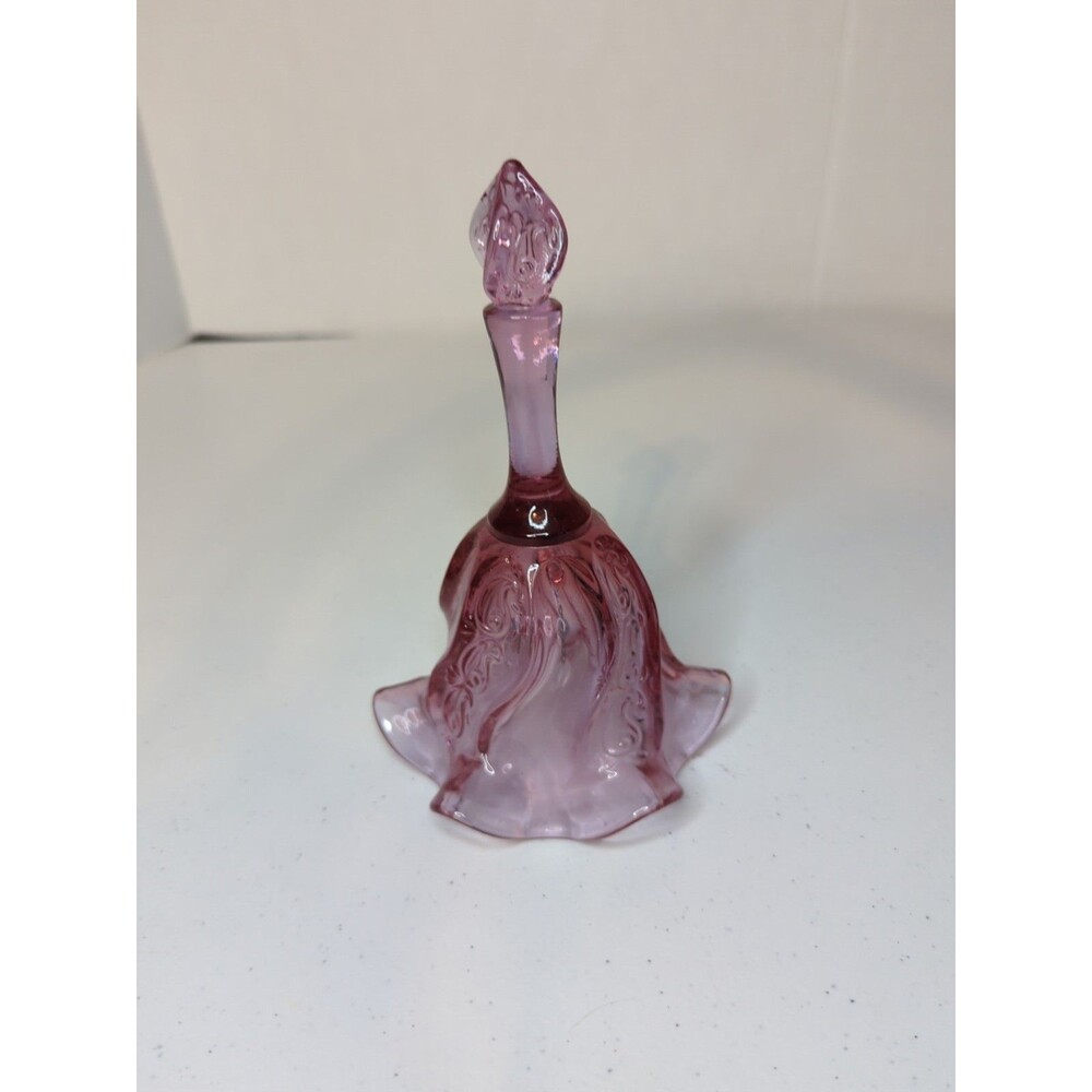 Vintage Fenton Art Glass Temple Dusty Rose Cabbage Bell Ruffled Base W/ Sticker - Picture 5 of 9